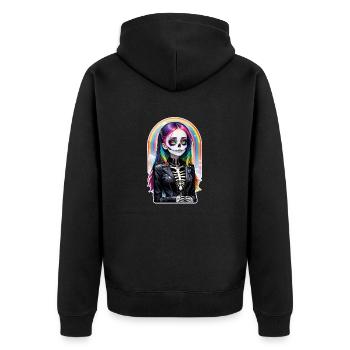 Halloween - Rock & Regenbogen - Unisex Premium Bio Zip Hoodie - Schwarz - Hinten - Nico (187cm)