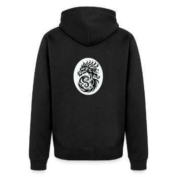 Dragon Tribal Black and White - Unisex Premium Organic Zip Hoodie - black - Back - Nico (187cm)