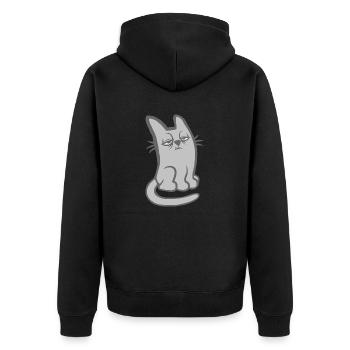 Lustige müde Katze mag keinen mürrischen Morgen - Unisex Premium Bio Zip Hoodie - Schwarz - Hinten - Nico (187cm)