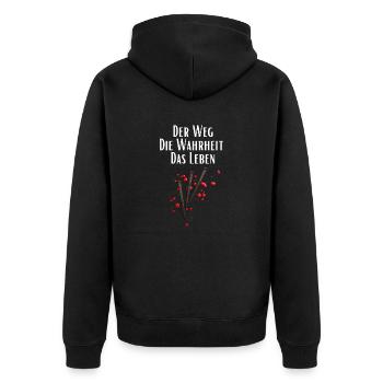 Der Weg Die Wahrheit Das Leben - Unisex Premium Bio Zip Hoodie - Schwarz - Hinten - Nico (187cm)