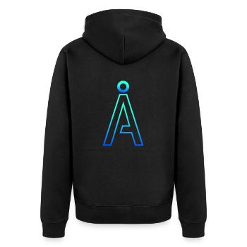 Futuristic Alpha: A Modern Gradient Design - Unisex Premium Bio Zip Hoodie - Schwarz - Hinten - Nico (187cm)