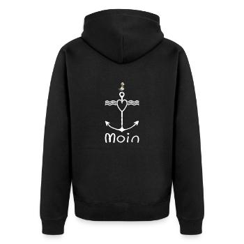Moin Seagull Harbour Low German Coast Northern Germany - Unisex Premium Organic Zip Hoodie - black - Back - Nico (187cm)