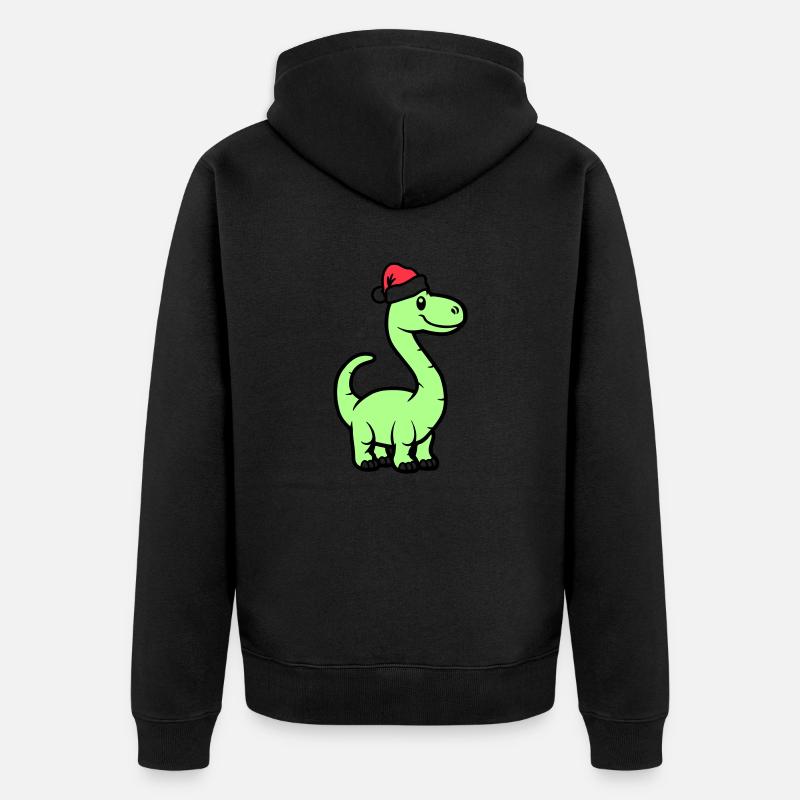 Dinosaure Brontosaure Père Noël - Veste à capuche bio Premium Unisexe - noir