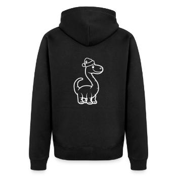 Dinosaurier Brontosaurus Weihnachtsmann - Unisex Premium Bio Zip Hoodie - Schwarz - Hinten - Nico (187cm)
