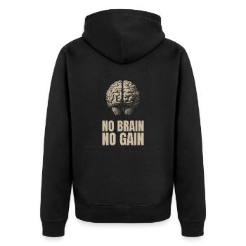 Ohne Gehirn kein Gewinn - Unisex Premium Bio Zip Hoodie - Schwarz - Hinten - Nico (187cm)