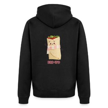 Brr-ito - Kalter Burrito Lustiges Essenswortspiel - Unisex Premium Bio Zip Hoodie - Schwarz - Hinten - Nico (187cm)