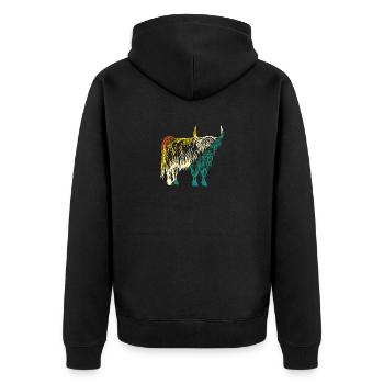 Cow Cattle Highland Cattle - Unisex Premium Organic Zip Hoodie - black - Back - Nico (187cm)