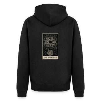 Fotografie Tarotkarte – Die Öffnung - Unisex Premium Bio Zip Hoodie - Schwarz - Hinten - Nico (187cm)