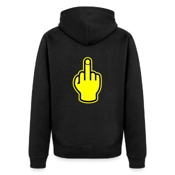 Middle Finger Hand Provocative - Unisex Premium Organic Zip Hoodie - black - Back - Nico (187cm)