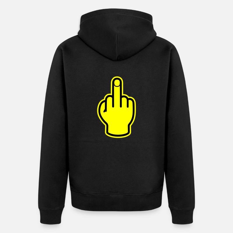 Mittelfinger Hand Provokativ - Unisex Premium Bio Zip Hoodie - Schwarz
