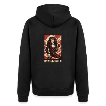 Glam Metal Tarotkarte – Heftig, auffällig und laut - Unisex Premium Bio Zip Hoodie - Schwarz - Hinten - Nico (187cm)
