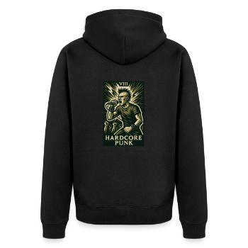 Hardcore-Punk (Karte VIII) - Unisex Premium Bio Zip Hoodie - Schwarz - Hinten - Nico (187cm)