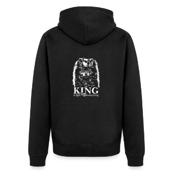 Zwergspitz Pomeranian King Hundespruch Wilsigns - Unisex Premium Bio Zip Hoodie - Schwarz - Hinten - Nico (187cm)