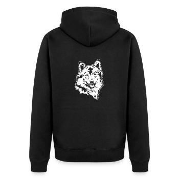 Islandhund Portrait Hunde Hund Wilsigns - Unisex Premium Bio Zip Hoodie - Schwarz - Hinten - Nico (187cm)