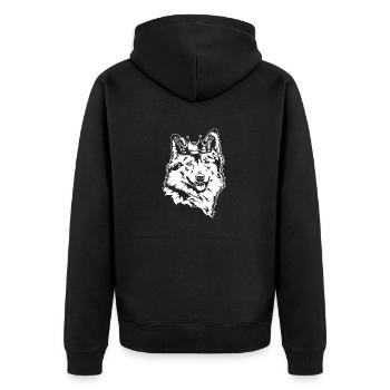 Islandhund Krone Hunde Hund Wilsigns - Unisex Premium Bio Zip Hoodie - Schwarz - Hinten - Nico (187cm)