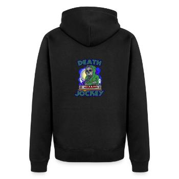 Death Jockey DJ Funny Spooky Skull Skeleton Humor - Unisex Premium Organic Zip Hoodie - black - Back - Nico (187cm)