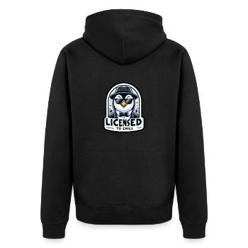 Licensed to Chill - Unisex Premium Bio Zip Hoodie - Schwarz - Hinten - Nico (187cm)