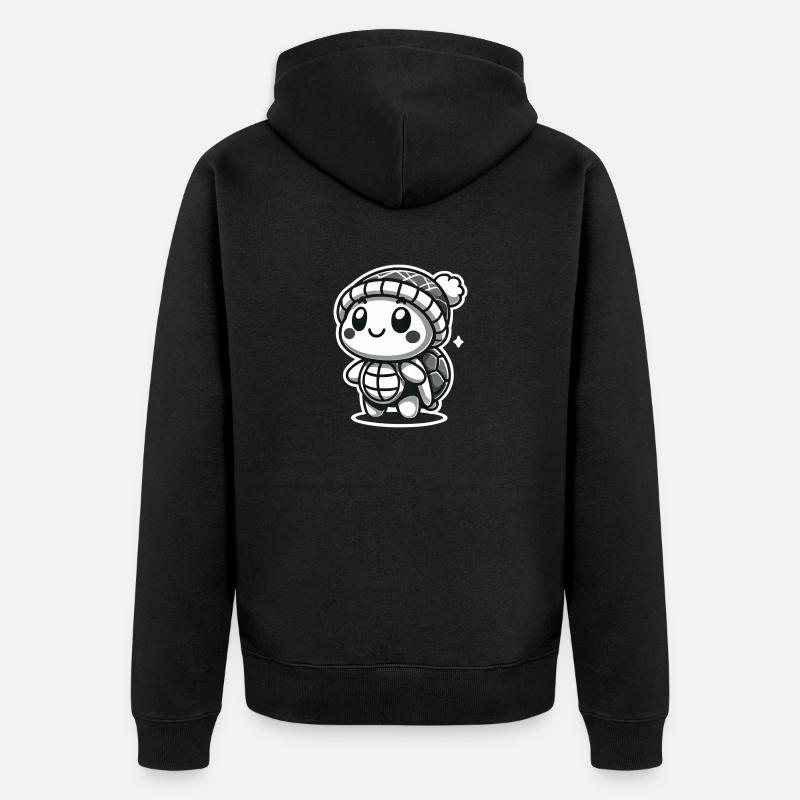 Curious Turtle - Hat Explorer - Unisex Premium Bio Zip Hoodie - Schwarz