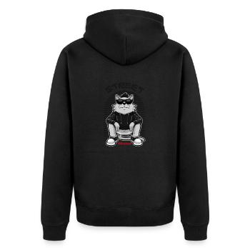 Rat cartoon old school street fasion - Unisex Premium Bio Zip Hoodie - Schwarz - Hinten - Nico (187cm)