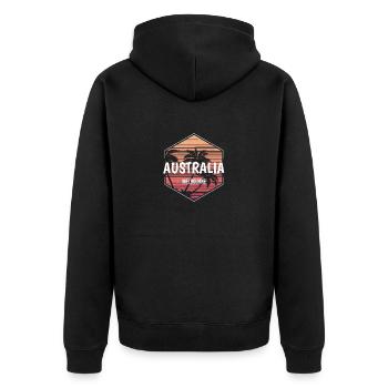 Melbourne, Australien, Strandurlaub, Souvenir - Unisex Premium Bio Zip Hoodie - Schwarz - Hinten - Nico (187cm)