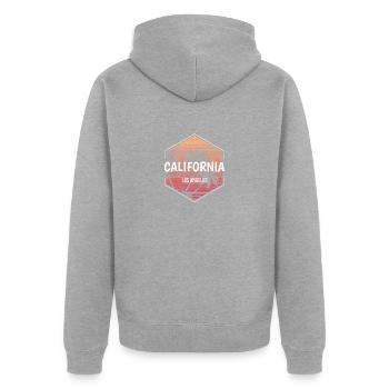 Los Angeles California Beach Vacation Souvenir - Unisex Premium Organic Zip Hoodie - heather grey - Back - Nico (187cm)