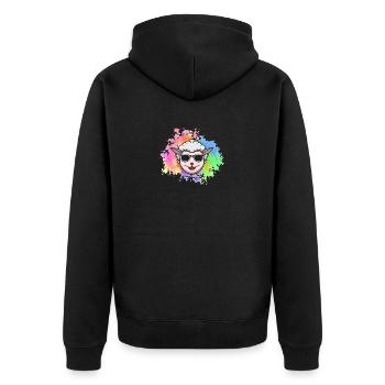 Schäfer Schaf - Unisex Premium Bio Zip Hoodie - Schwarz - Hinten - Nico (187cm)