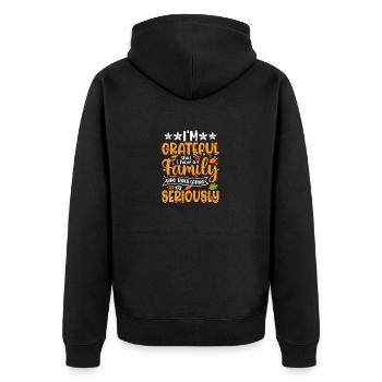 Citations célèbres sur Thanksgiving - Veste à capuche bio Premium Unisexe - noir - Dos - Nico (187cm)