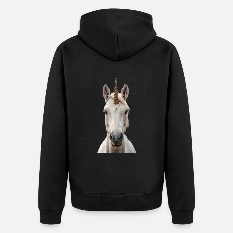 Einhorn - Unisex Premium Bio Zip Hoodie - Schwarz