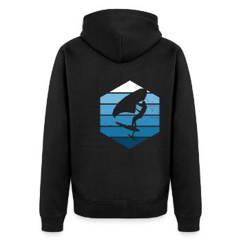 Hommes foilwing wingsurf femmes wingfoil - Veste à capuche bio Premium Unisexe - noir - Dos - Nico (187cm)