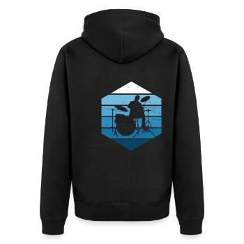 Drummer Drummer Drummer Men - Unisex Premium Organic Zip Hoodie - black - Back - Nico (187cm)