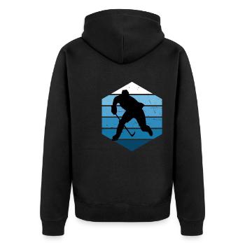 Herren Eishockey spielen Eishockey Spieler - Unisex Premium Bio Zip Hoodie - Schwarz - Hinten - Nico (187cm)