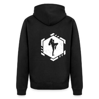 Muay Thai Thai Boxing Thai Boxer Men Thai Boxing - Unisex Premium Organic Zip Hoodie - black - Back - Nico (187cm)