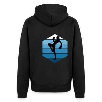 Kickboxer Damen Kickboxing Kickbox Kickboxen - Unisex Premium Bio Zip Hoodie - Schwarz - Hinten - Nico (187cm)