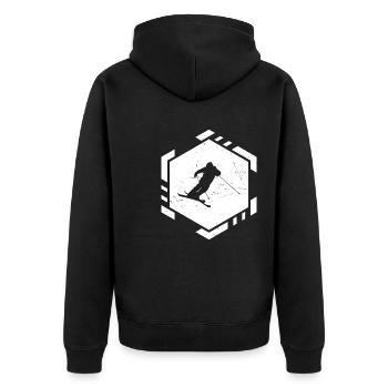 Ski Freestyle Herren Slopestyle Ski Jumping - Unisex Premium Bio Zip Hoodie - Schwarz - Hinten - Nico (187cm)