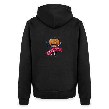 Funny Dancing Happy Halloween Skeleton - Unisex Premium Organic Zip Hoodie - black - Back - Nico (187cm)