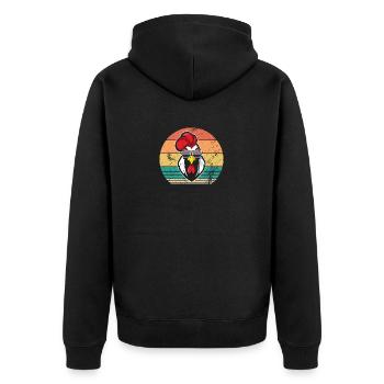 Chicken Rooster - Unisex Premium Organic Zip Hoodie - black - Back - Nico (187cm)