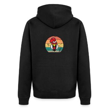 Chicken Rooster - Unisex Premium Organic Zip Hoodie - black - Back - Nico (187cm)