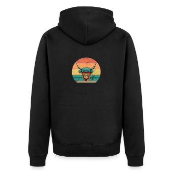 Cow Cattle Highland Cattle - Unisex Premium Organic Zip Hoodie - black - Back - Nico (187cm)