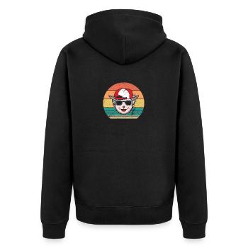 Schäfer Schaf - Unisex Premium Bio Zip Hoodie - Schwarz - Hinten - Nico (187cm)