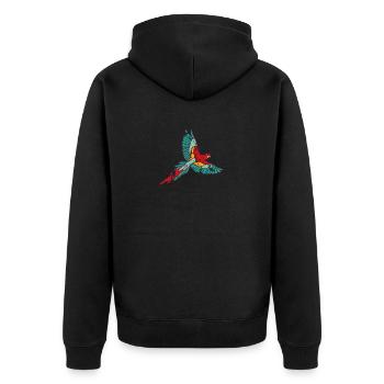 Papagei - Unisex Premium Bio Zip Hoodie - Schwarz - Hinten - Nico (187cm)