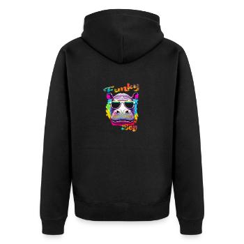 Funky Boy Hippopotamus - Unisex Premium Organic Zip Hoodie - black - Back - Nico (187cm)