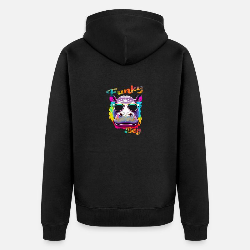 Funky Junge Nilpferd - Unisex Premium Bio Zip Hoodie - Schwarz