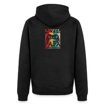 Level Papa Frei Schwangerschaft Ankündigung - Unisex Premium Bio Zip Hoodie - Schwarz - Hinten - Nico (187cm)