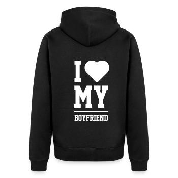 I Love My Boyfriend - Boyfriend Funny Gift - Unisex Premium Organic Zip Hoodie - black - Back - Nico (187cm)