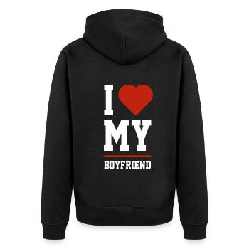I Love My Boyfriend - Boyfriend Funny Gift - Unisex Premium Organic Zip Hoodie - black - Back - Nico (187cm)