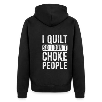 Quilten von Tagesdecken - Unisex Premium Bio Zip Hoodie - Schwarz - Hinten - Nico (187cm)