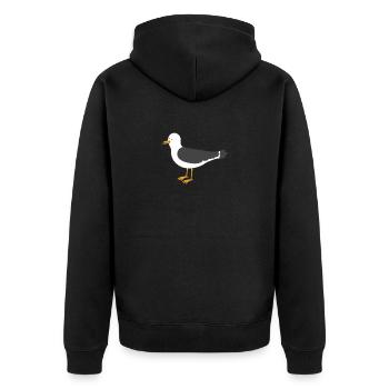Möwe - Unisex Premium Bio Zip Hoodie - Schwarz - Hinten - Nico (187cm)