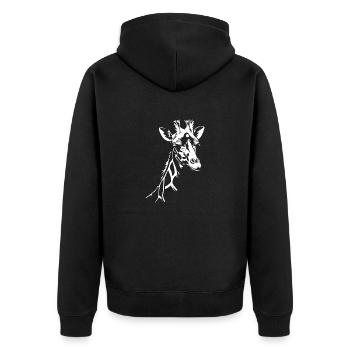 Giraffe - Unisex Premium Bio Zip Hoodie - Schwarz - Hinten - Nico (187cm)