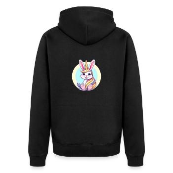 Einhornosterhase - Unisex Premium Bio Zip Hoodie - Schwarz - Hinten - Nico (187cm)