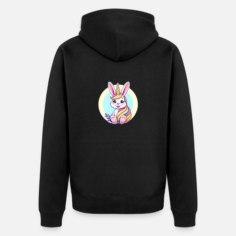 Einhornosterhase - Unisex Premium Bio Zip Hoodie - Schwarz